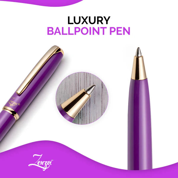 Purple Ballpoint Pen Set with Ink Schmidt Refill