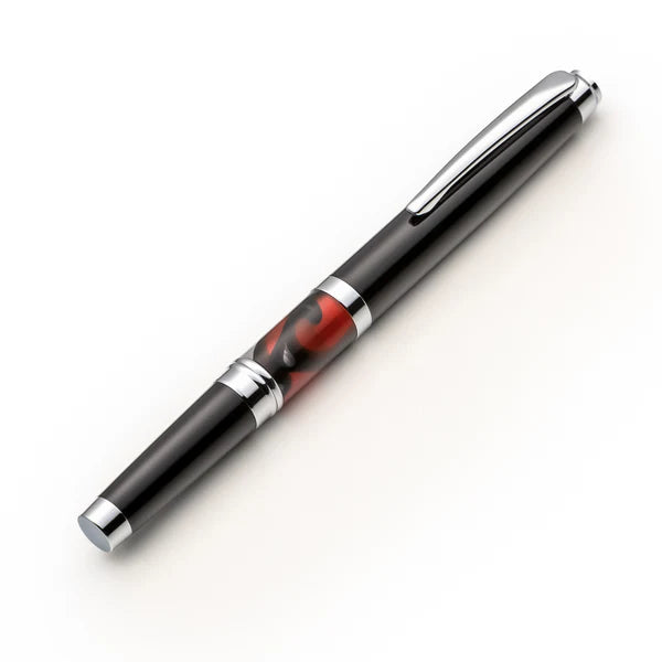 Black & Red Abstract Fountain Pen Set with Schmidt Fine Nib