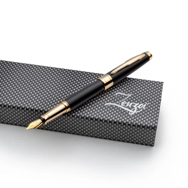 Black & Gold Fountain Pen Set with Schmidt Gold Medium Nib