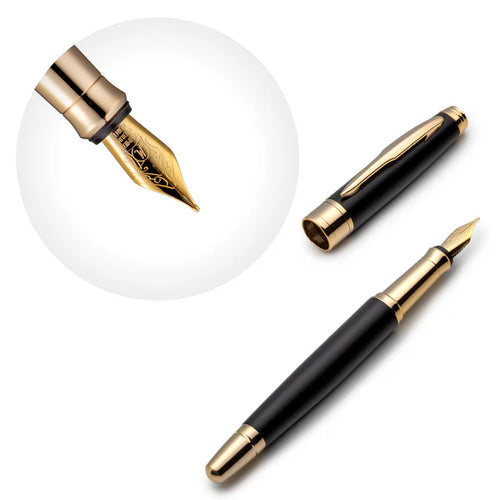 Black & Gold Fountain Pen Set with Schmidt Gold Medium Nib