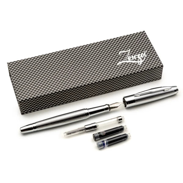 Chrome Fountain Pen Set with Schmidt Fine Nib