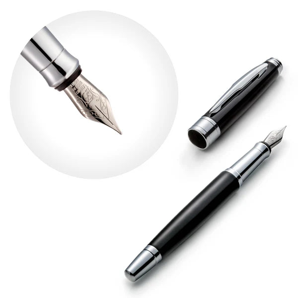 Black Fountain Pen Set with Schmidt Fine Nib
