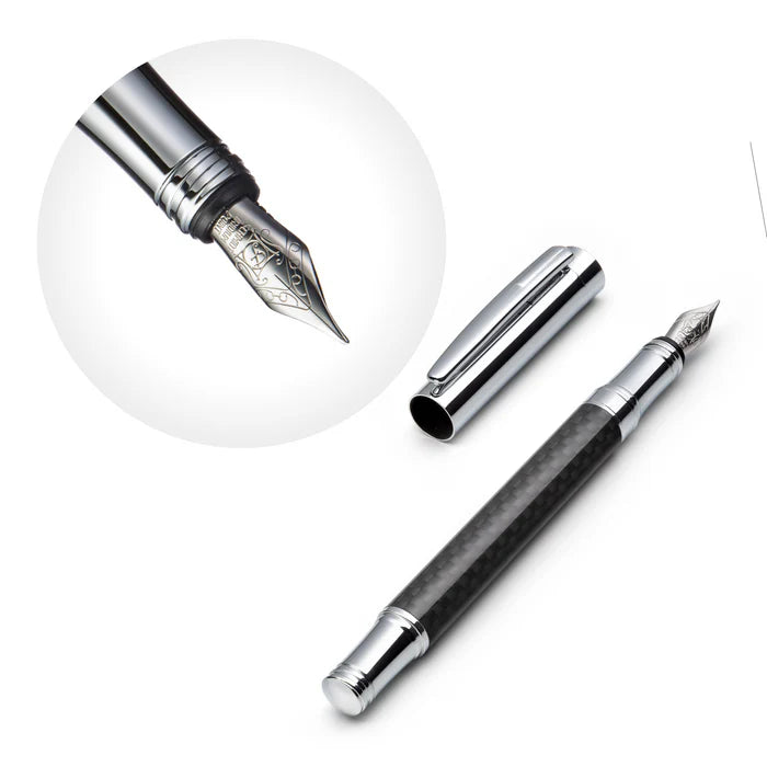 Carbon Fiber Fountain Pen Set with Schmidt Fine Nib