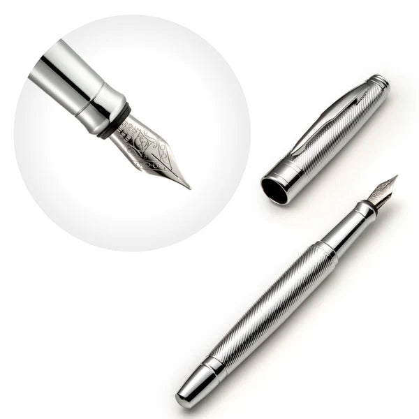 Chrome Fountain Pen Set with Schmidt Fine Nib