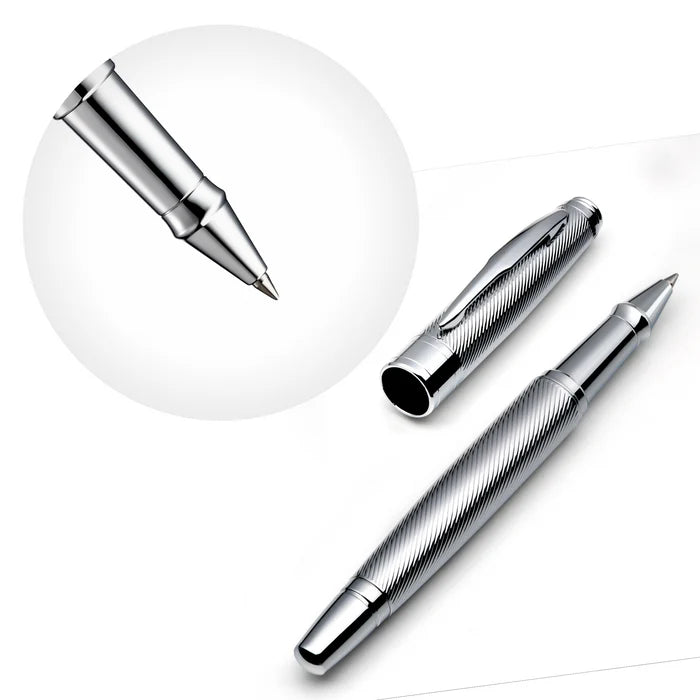 Chrome Rollerball Pen Set with Schneider Ink Refill