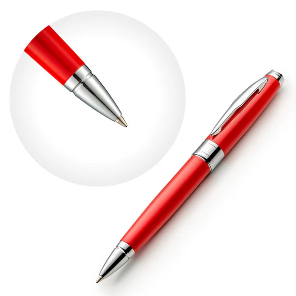 Red Ballpoint Pen Set with Ink Refills and Gift Box